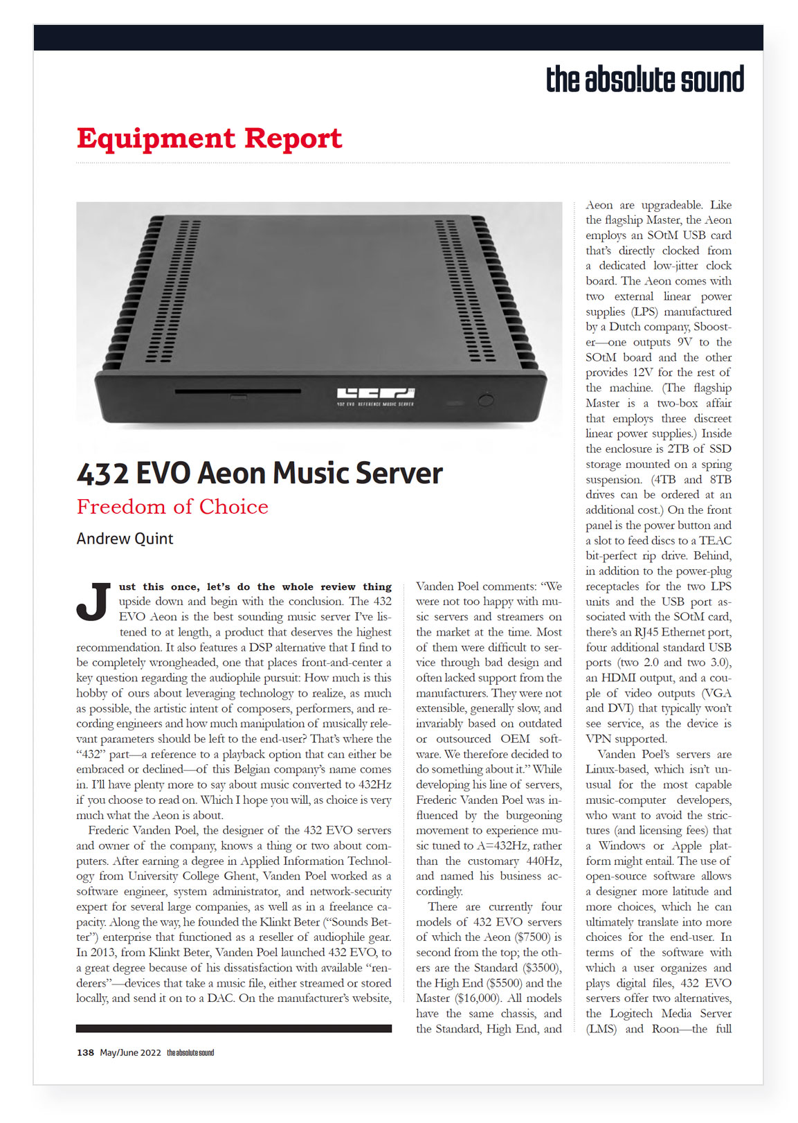 432 EVO 2022 reviews - 432 EVO Music Servers